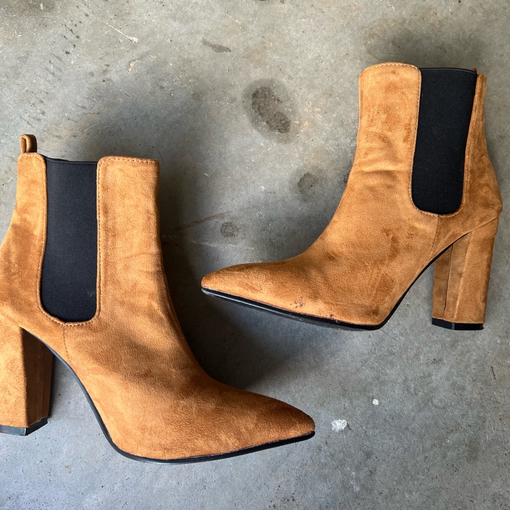 Brown Suede Heel Booties